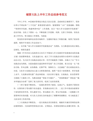 城管大队上半年工作总结参考范文 