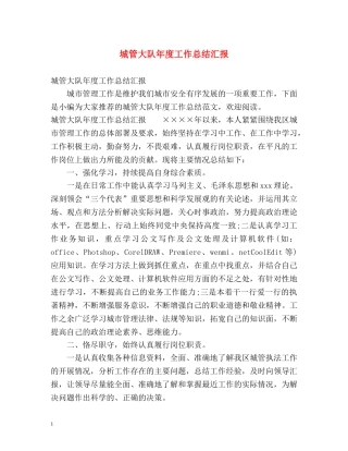 城管大队年度工作总结汇报 