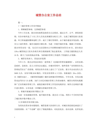 城管办公室工作总结 