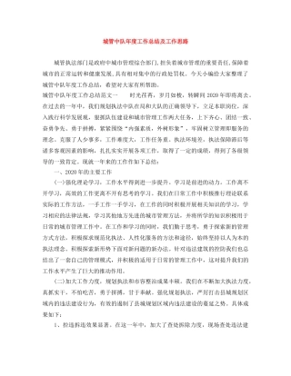 城管中队年度工作总结及工作思路 