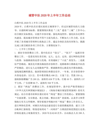 城管中队2020年上半年工作总结 