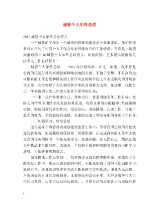 城管个人年终总结 