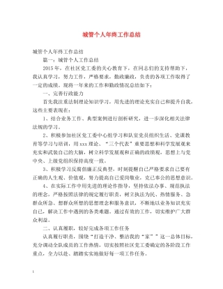 城管个人年终工作总结2 