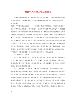 城管个人年度工作总结范文 