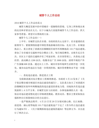 城管个人工作总结2 