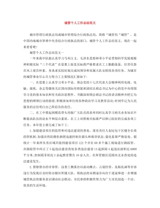 城管个人工作总结范文 