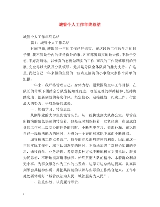 城管个人工作年终总结 