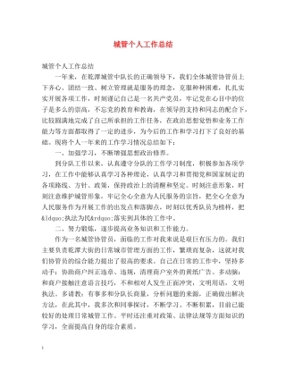 城管个人工作总结 
