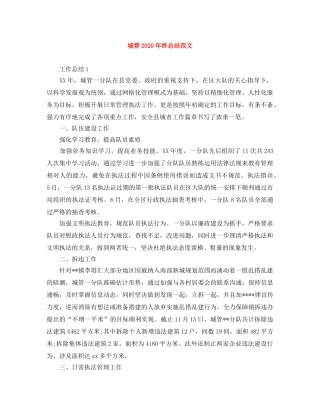 城管2020年终总结范文 
