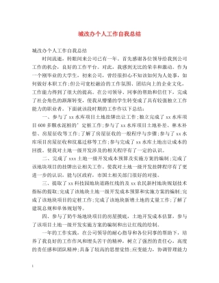 城改办个人工作自我总结 