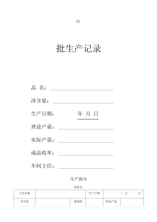 压片糖果批生产记录