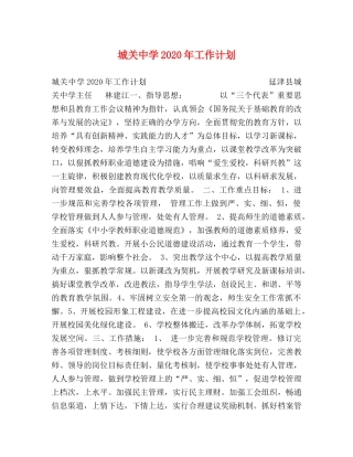城关2020年工作计划 