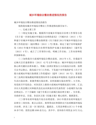 城乡环境综合整治推进情况的报告 