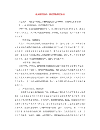 城乡居民医疗、养老保险年度总结 