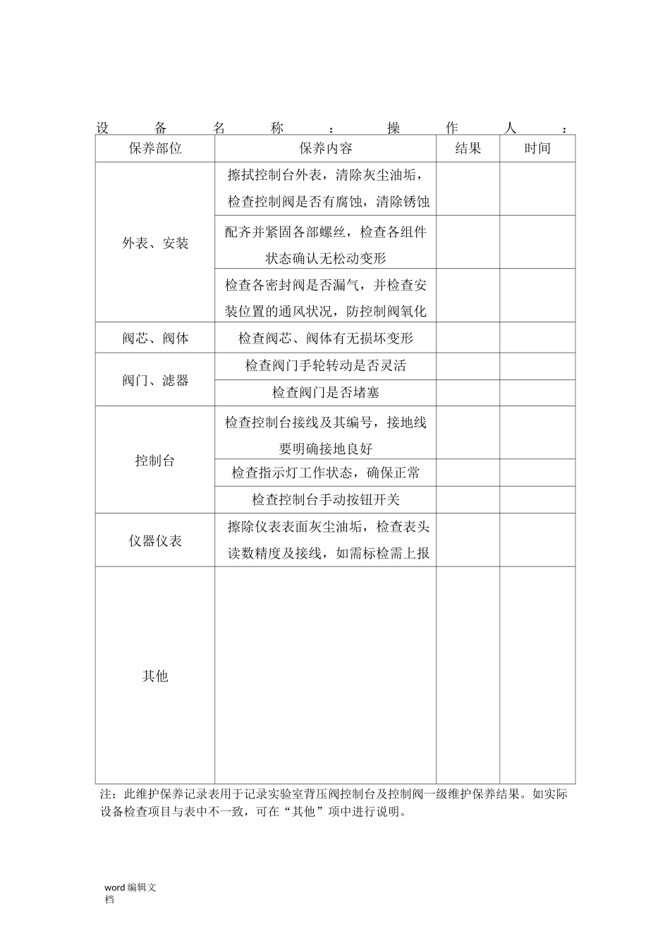 设备维护保养记录表_第2页