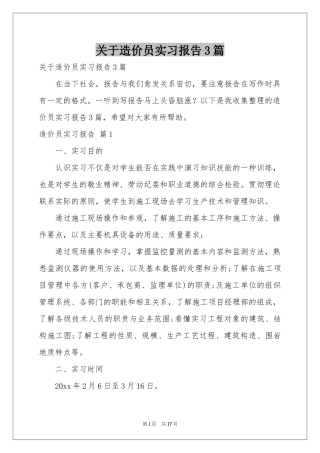 关于造价员实习报告3篇