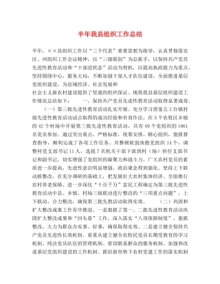 半年我县组织工作总结 