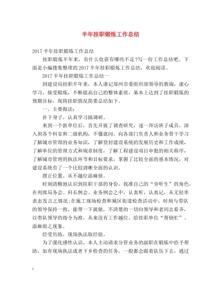 半年挂职锻炼工作总结 