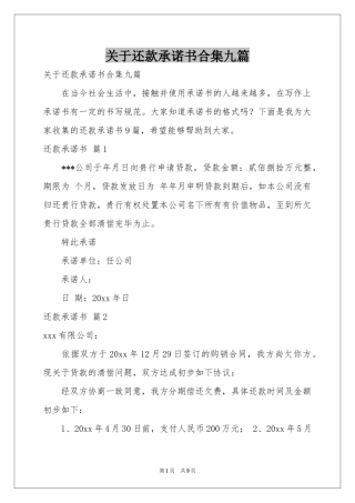 关于还款承诺书合集九篇