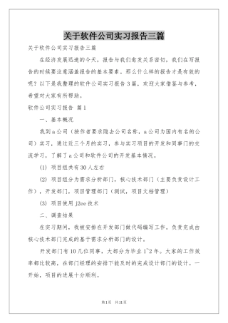 关于软件公司实习报告三篇