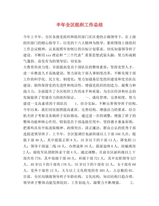 半年全区组织工作总结 