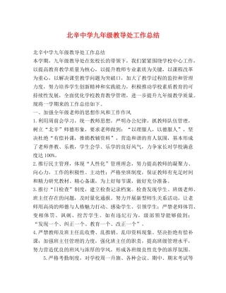 北辛九年级教导处工作总结 