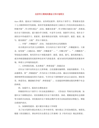 北京市工商局妇委会工作计划范文 