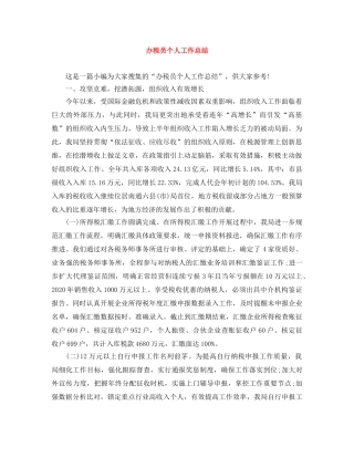 办税员个人工作总结 