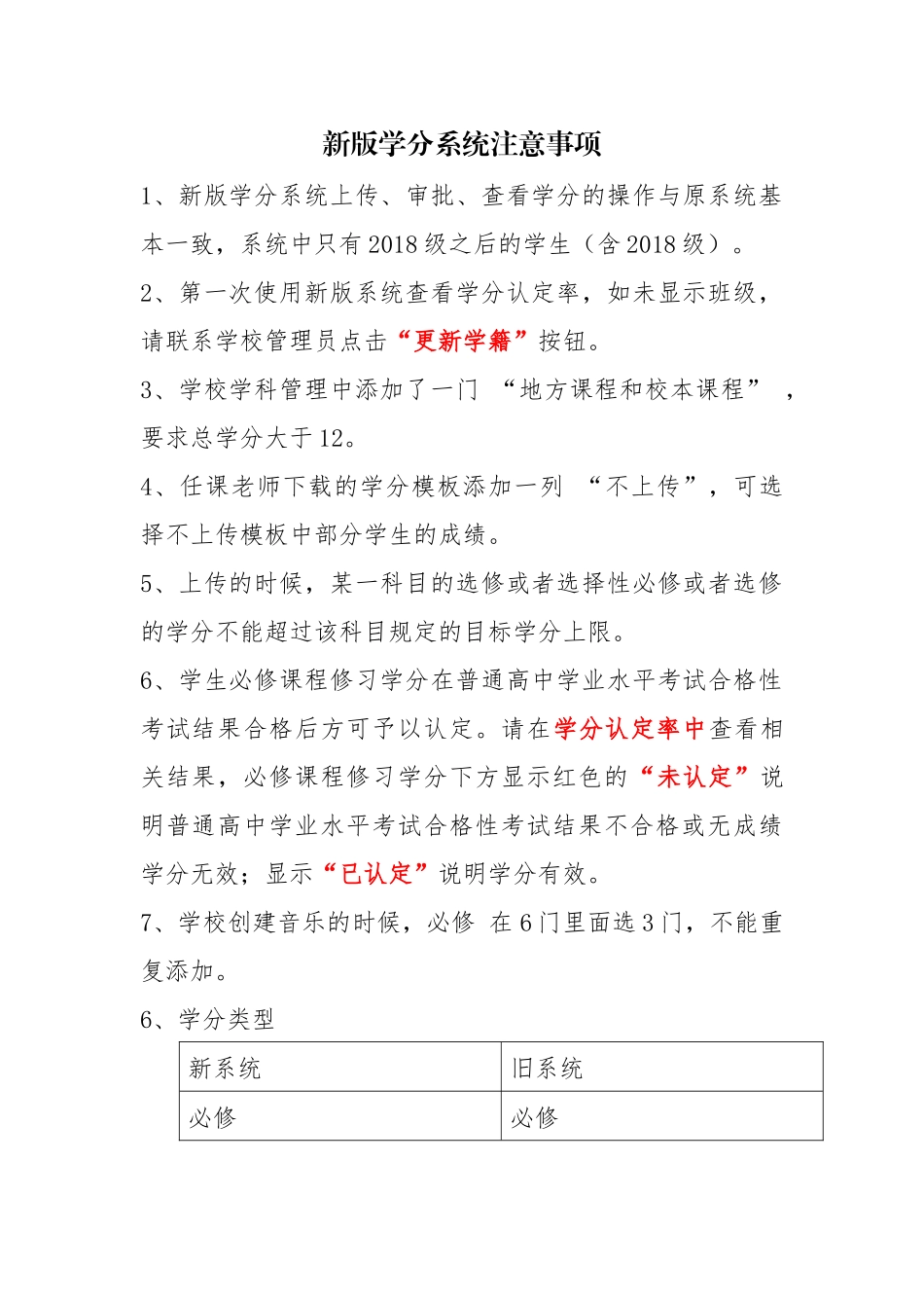 新版学分系统注意事项_第1页