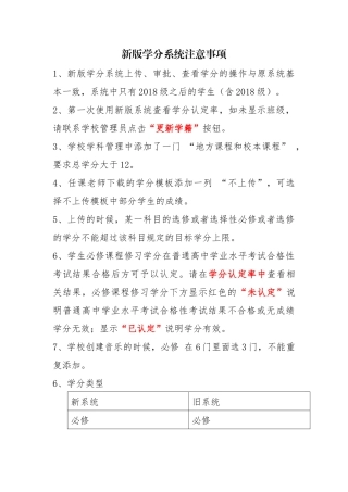 新版学分系统注意事项