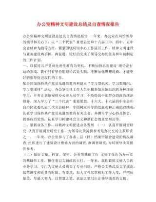 办公室精神文明建设总结及自查情况报告 