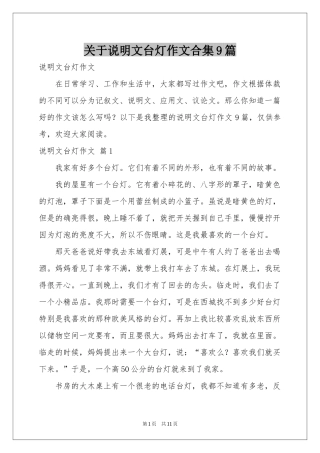 关于说明文台灯作文合集9篇