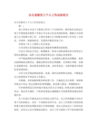 办公室新员工个人工作总结范文 
