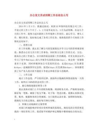 办公室文员试用期工作总结怎么写 