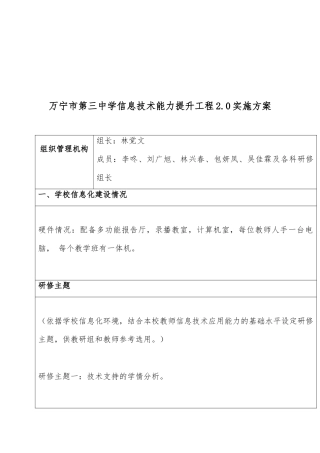 万宁市第三中学信息技术能力提升工程20实施方案20201030