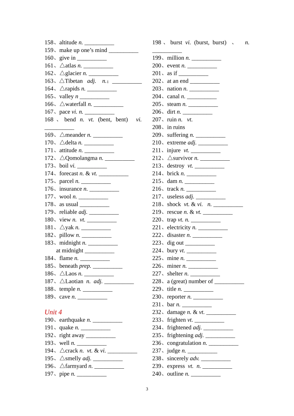 -新课标人教版高中英语必修--选修单词默写_第3页