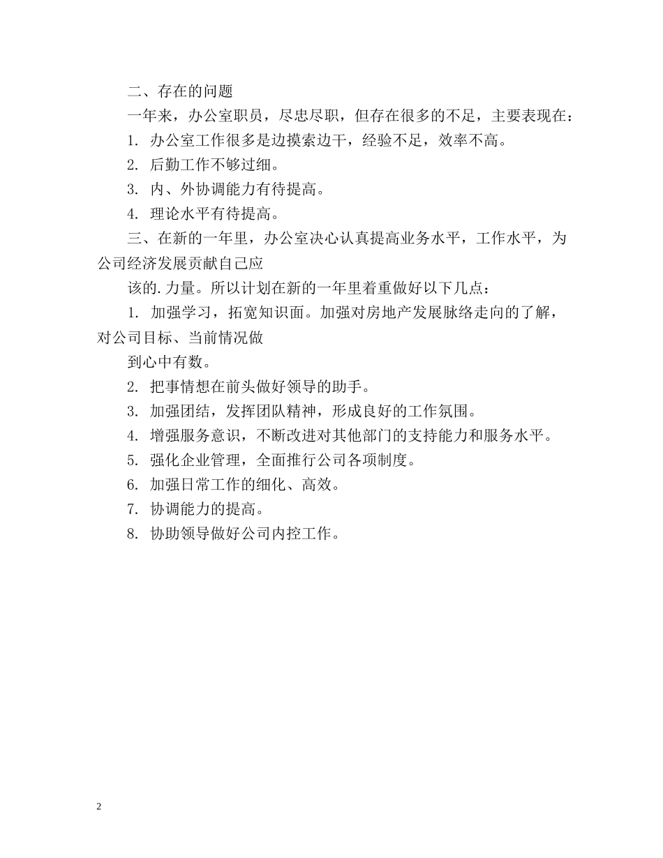 办公室工作总结及新年计划 _第2页