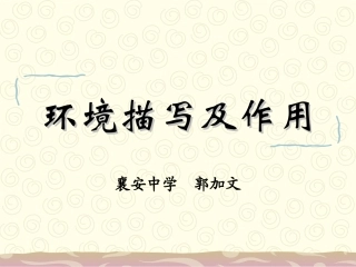 小说阅读：环境