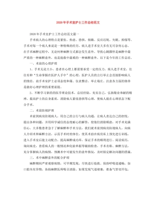 2020年手术室护士工作总结范文