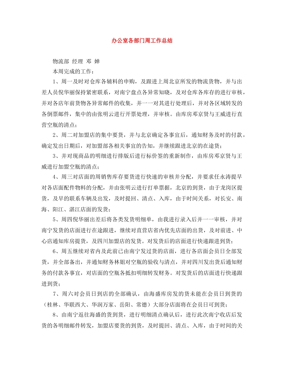 办公室各部门周工作总结 _第1页