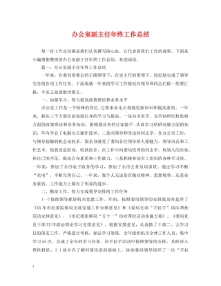 办公室副主任年终工作总结 