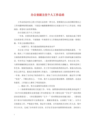办公室副主任个人工作总结 
