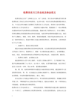 收费员实习工作总结及体会范文