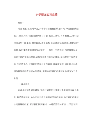 小学语文实习总结
