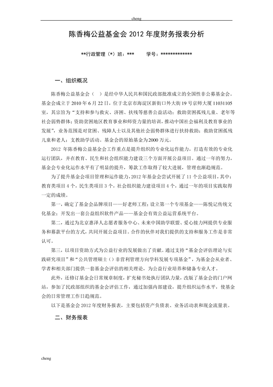 非营利组织机构财务报表分析_第1页