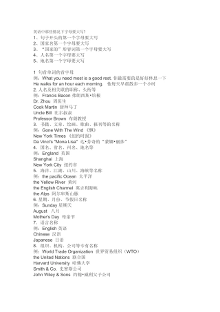 英语中那些情况下字母要大写
