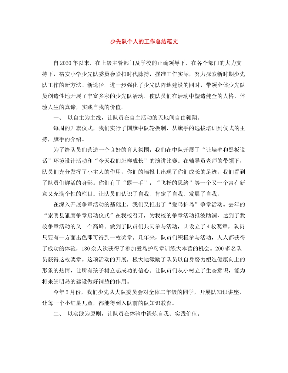 少先队个人的工作总结范文_第1页