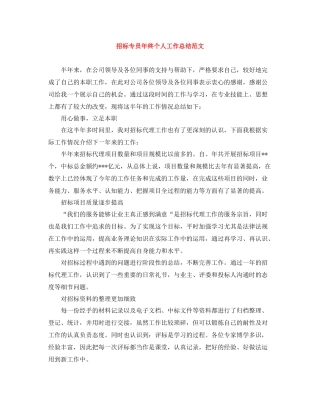 招标专员年终个人工作总结范文