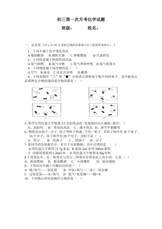 九年级第一次月考化学试题