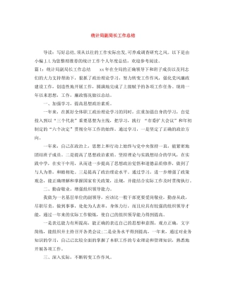 统计局副局长工作总结